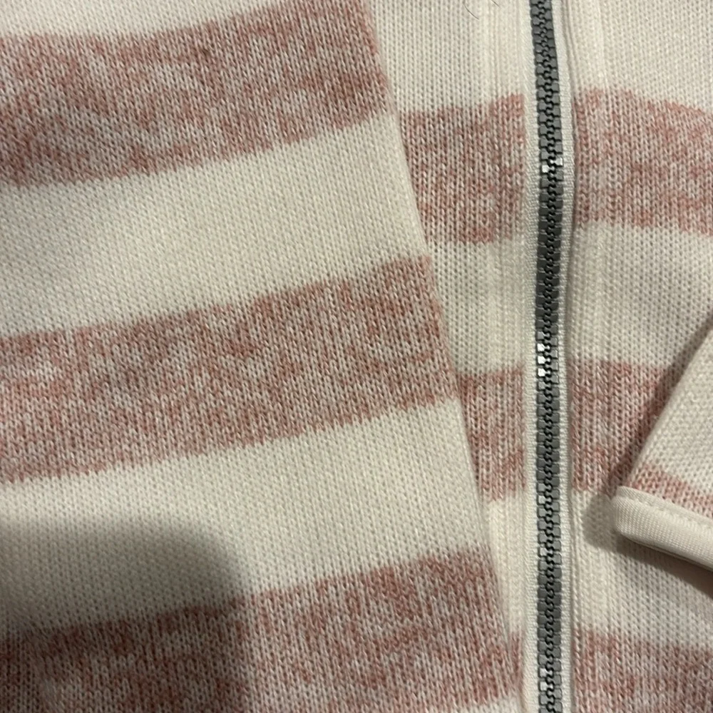 H & M Striped‎ Baby Hoodie - Soft Pink and White Size 18 month